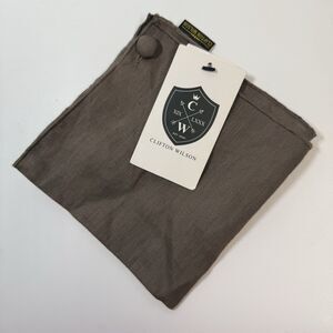 Clifton Wilson Brown Slate 100% Linen Pocket Square With Button New